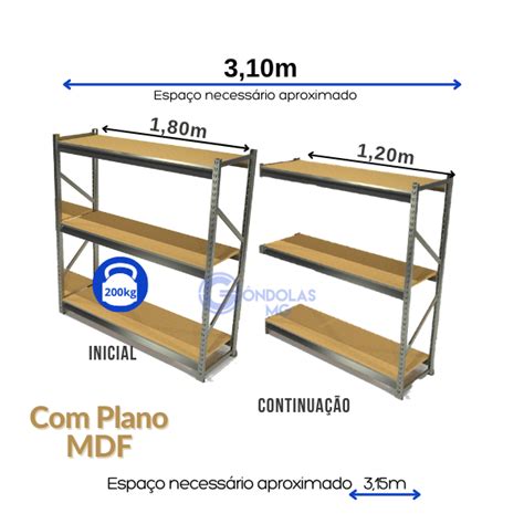 Kit Mini Porta Pallet Slim Inicial Continuação C 03 Níveis Mdf