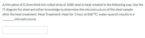 Solved A Thin Piece Of 0 3mm Thick Hot Rolled Strip Of 1080 Chegg