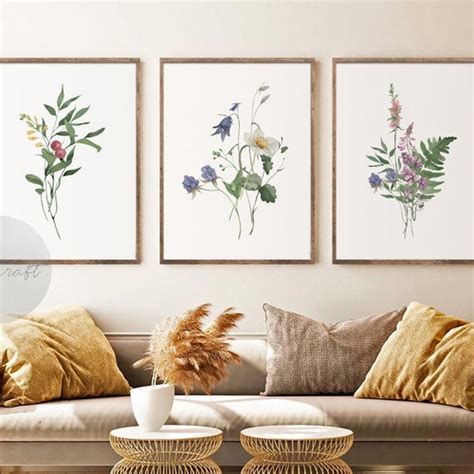 Set Of Wildflower Prints Floral Wall Art Botanical Print Etsy