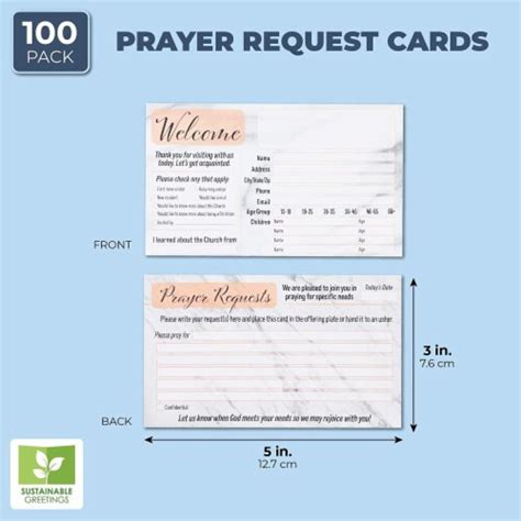 100 Pack Prayer Request And Church Visitor Cards In Marble Design 3x5