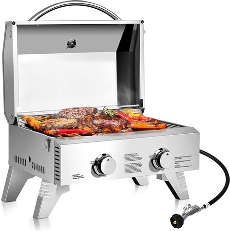 Happygrill Stainless Steel Propane Gas Grill Portable Two Burner Bbq