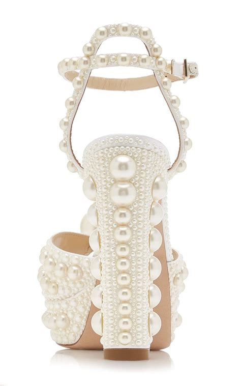 Sacaria Pearl Embellished Satin Platform Sandals By Jimmy Choo Moda