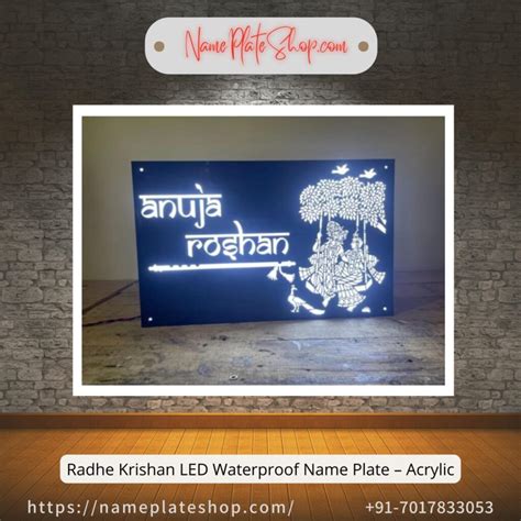 Acrylic Radhe Krishan Led Nameplate Waterproof