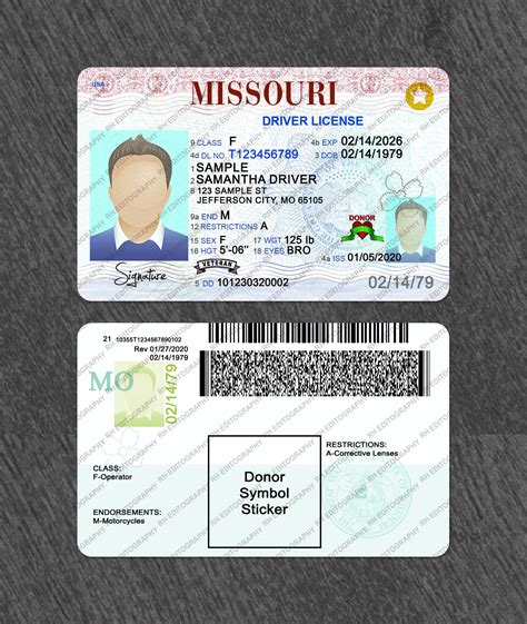 Missouri Driving License Psd Template Rh Editography