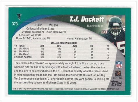 2002 Topps 373 T J Duckett RC For Sale Online EBay