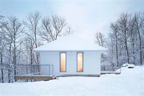 All White Cabin Blends Into Snowy Landscape In Quebec Curbed