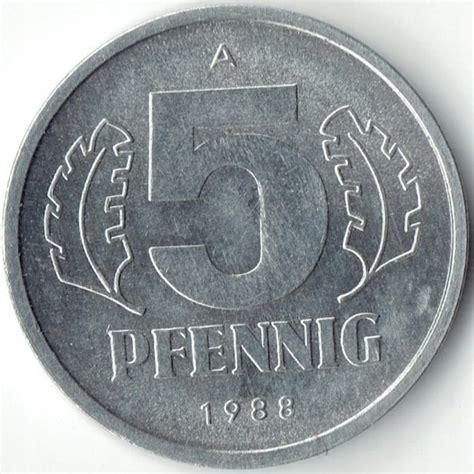 NRD 5 pfennig fenigów 1988 Niemiecka Republika Demokratyczna DDR piękna