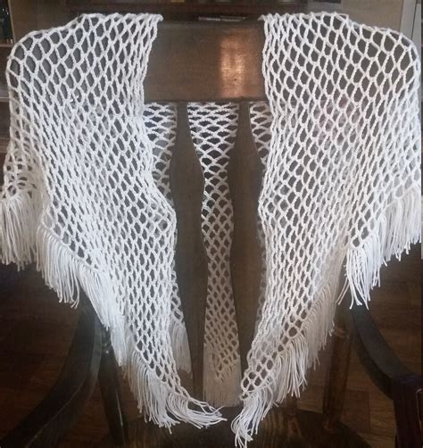 White Crochet Shawl Etsy