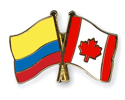 Crossed Flag Pins Colombia-Canada Flags