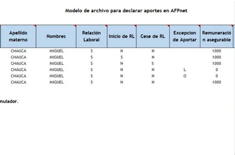 Plantilla Excel AFP NET Declaración de Aportes 2024