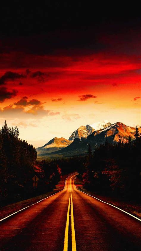 Sunset Sky Road iPhone Wallpaper | Pintura de paisaje urbano ...