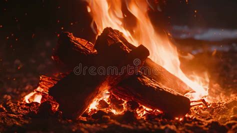 A Close Up View Of A Fire Burning Intensely In A Field With Glowing