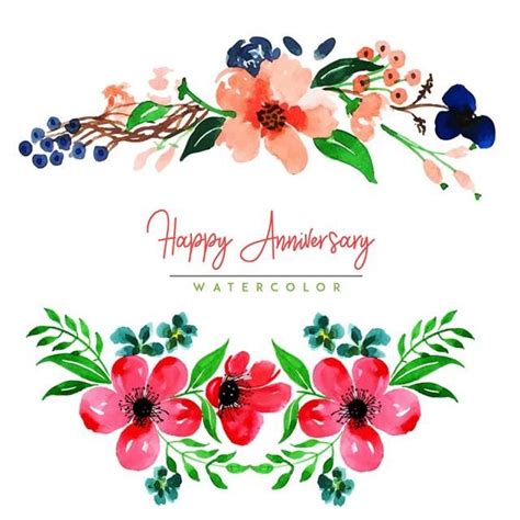 An Anniversary Card With Flowers And Greenery On The Bottom Right Hand