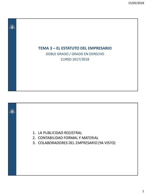 Esquema Tema Estatuto Del Empresario Completo Tema El