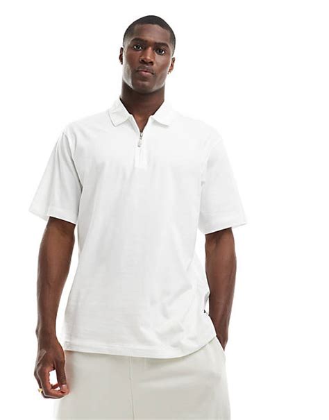 Jack And Jones Premium Polo Bianca Con Zip Asos