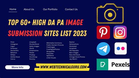 Top 60 High DA PA Image Submission Sites List 2023