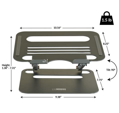 Uncaged Ergonomics Rise Adjustable Laptop Desk Stand Silver