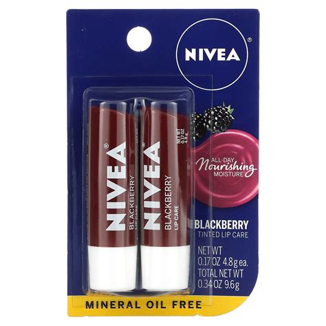 Nivea Tinted Lip Care Blackberry 2 Pack 017 Oz 48 G Each