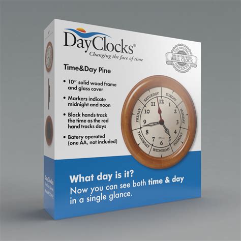 Dayclocks Large Time And Day Of The Week Wall Clock 10 Pine Wood Frame