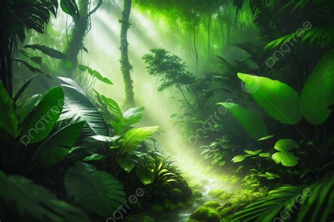 Wild Tropical Forest Painting Generative Ai Illustrations Background