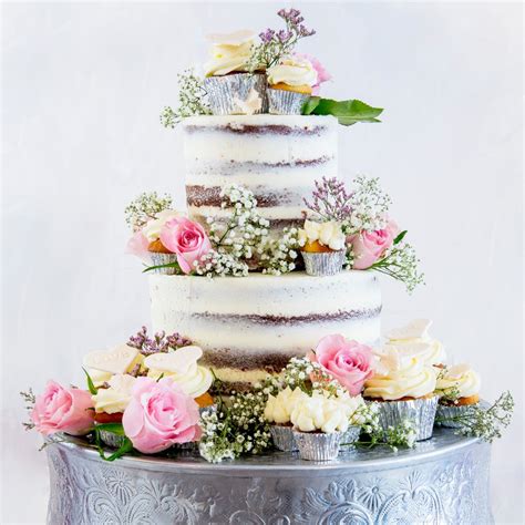 Tiered Semi Naked Wedding Cake TEN TO THREE BAKERY