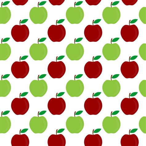 Seamless Pattern Green Red Apple Fruit Vector Design White Background