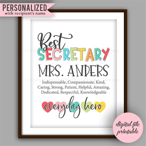 Administrative Assistant Appreciation Secretary T Printable Secretary Christmas T