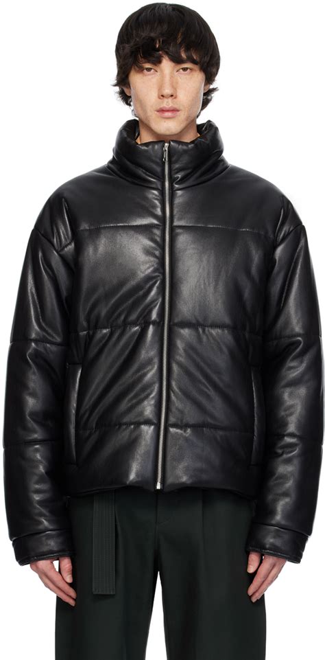 Blouson Marron Noir En Cuir V G Talien Nanushka En Solde