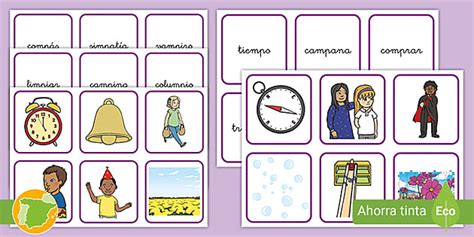 Tarjetas De Vocabulario Palabras Con M Antes De P Y B