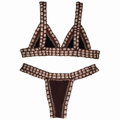 Biquíni Summer Crochê Marrom Nude Moda Praia Fitness e Pijamas diferenciados e estilosos