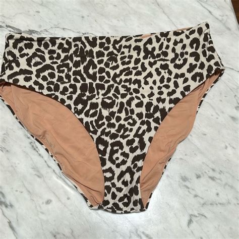 J Crew Swim Jcrew Leopard Bikini Bottom Full Coverage Back Lined