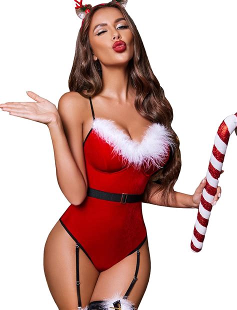 Amazon Avidlove Lingerie For Women Velvet Teddy Bodysuits Babydolls Christmas Costumes