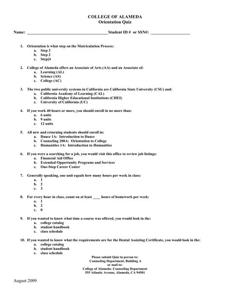 Online Orientation Quiz