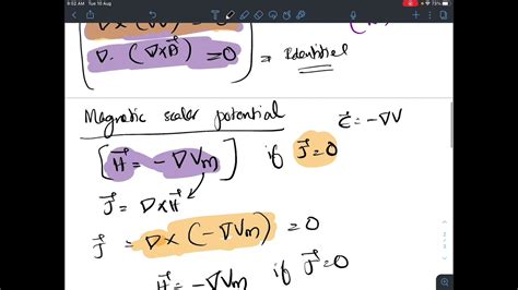 Magnetic Scalar And Vector Potential Youtube