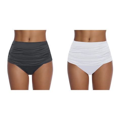 Pack Women S Swim High Ruched Bottom Swimsuit Waisted Bikini Briefs Swimwears Tankinis Set