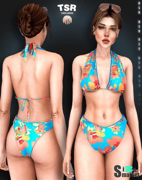 Купальный костюм FLORAL BIKINI SET 462 для Симс 4 для Симс 4 Скачать мод