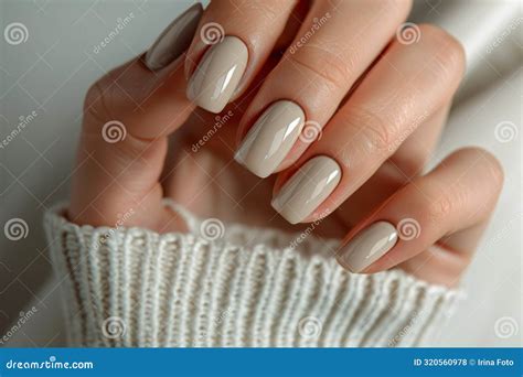 Hand With Neutral Nude Manicure Stock Photo Image Of Nails Manicure 320560978