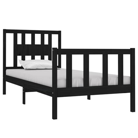 Vidaxl Bed Frame Black Solid Wood X Cm Single Bed Size Wood