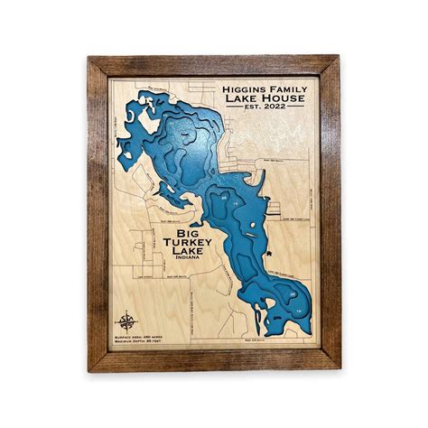 Big Turkey Lake Custom Lake Map Custom Map Choose Your Etsy