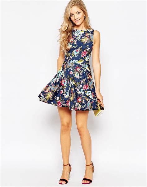 Closet Belted Skater Dress In Floral Print At Dresses Fit