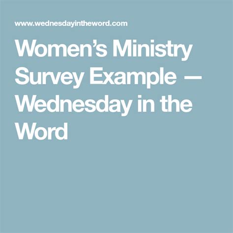 Womens Ministry Survey Example Wednesday In The Word Survey Examples