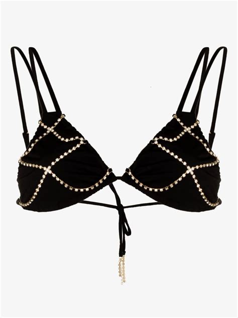 Agent Provocateur Wilona Crystal Bikini Top Browns