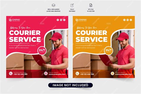 Premium Vector Modern Courier Business Advertisement Poster Design