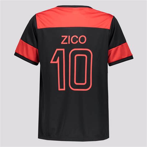 Camisa Flamengo Zico Retr Infantil Preta E Vermelha Futfanatics