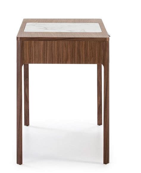 Angel Cerda Bureau bois noyer et plateau en marbre céramique blanc