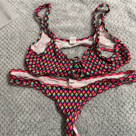 Wicked Weasel Swim Wicked Weasel Pink And Blue Bikini With Bold Design Poshmark