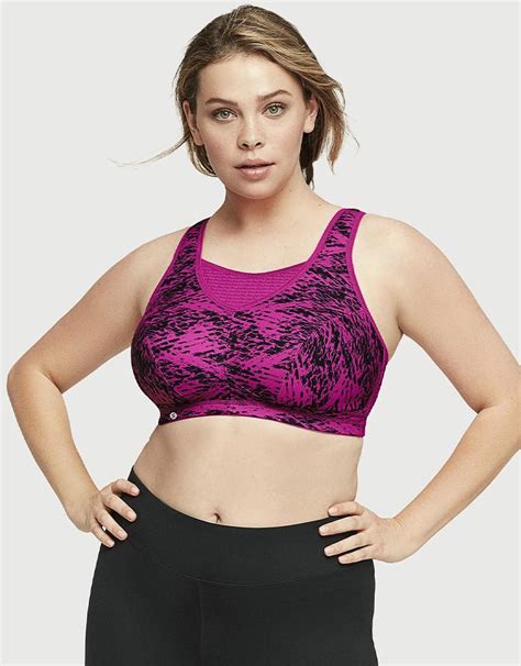 Glamorise The Elite No Bounce Cami Sports Bra Fuchsia Print Brastop Us