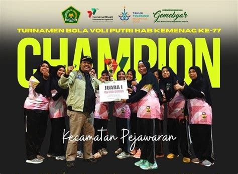 Tim Bola Voli Putri Kecamatan Pejawaran Raih Juara Hab Kemenag Ke 77