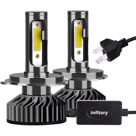 INFITARY 12V H4 COB LED Ampoules De Phares De Voiture Super Lumineux