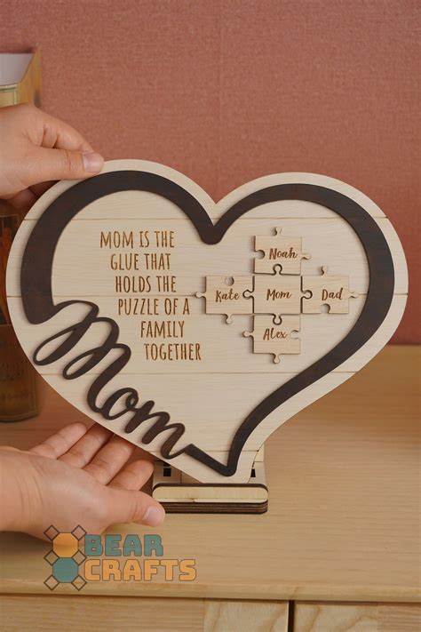 Wooden Heart Puzzle Mom Puzzle Sign Gift From Daughter Mothers Day